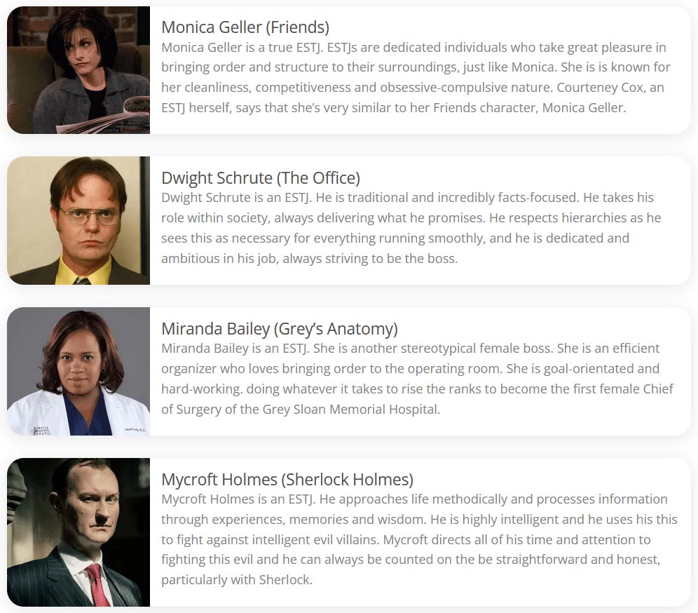 شخصیت های خیالی ESTJ